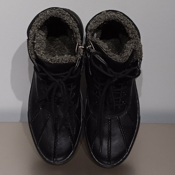 Black Aldo Faux Leather Sherpa Ankle Winter Boots (Men's Size 7) - Picture 5 of 8